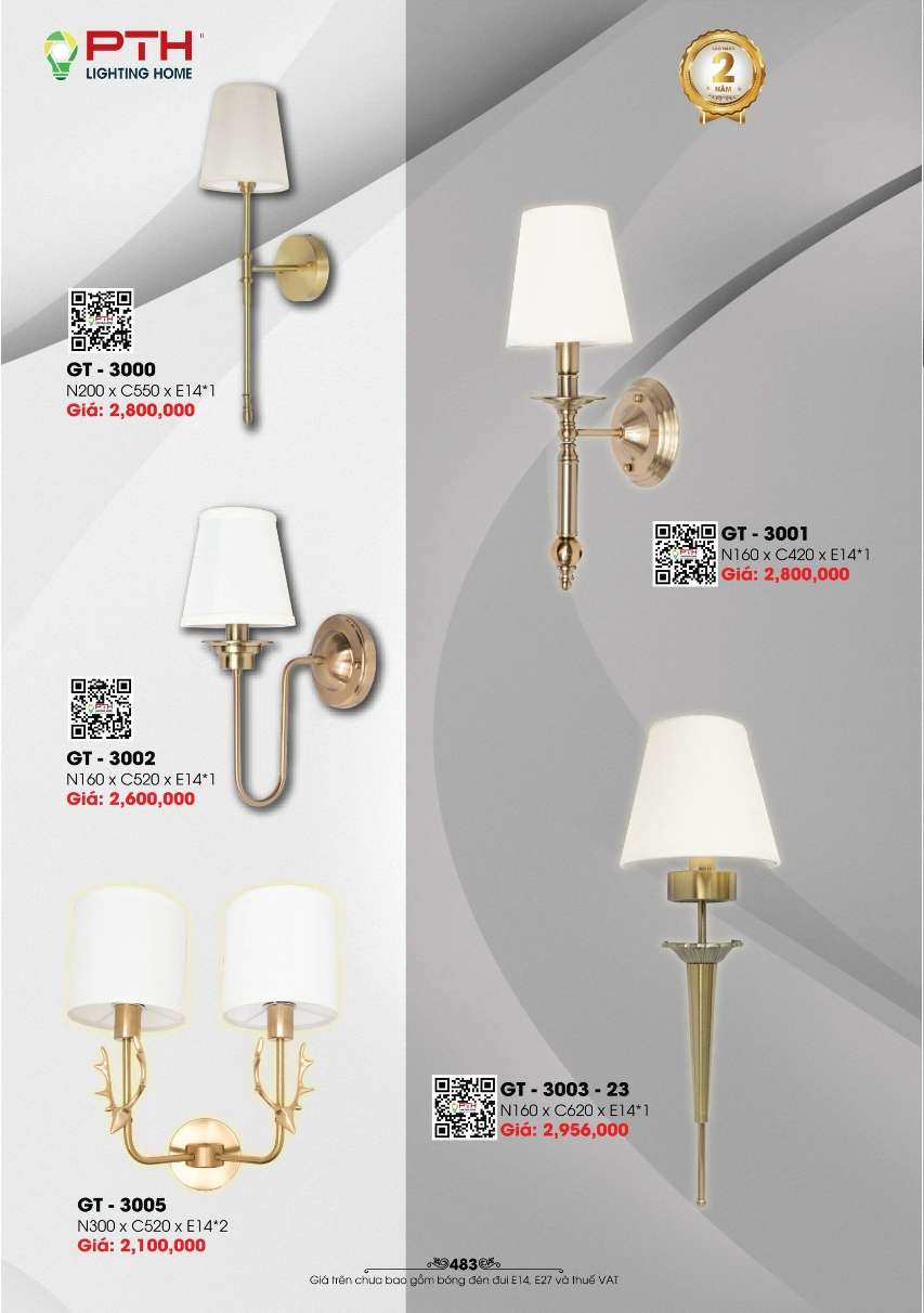 Đèn gắn tường PTH Lighting Home GT - 3000, GT - 3001, GT - 3002, GT - 3005, GT - 3003 - 23