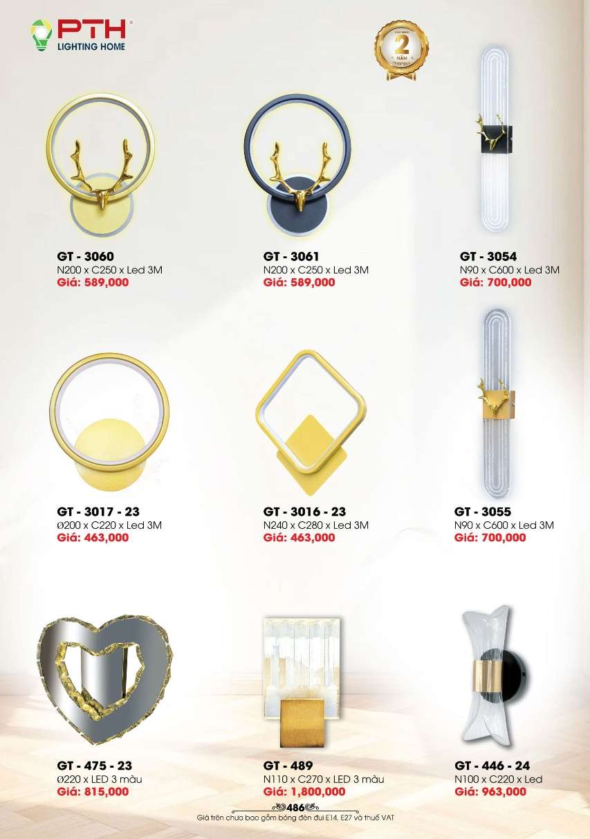 Đèn gắn tường PTH Lighting Home GT - 3060, GT - 3061, GT - 3054, GT - 3017 - 23, GT - 3016 - 23, GT - 3055