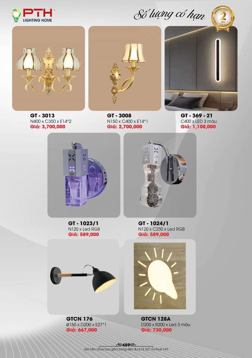 Đèn gắn tường PTH Lighting Home GT - 3013, GT - 3008, GT - 369 - 21, GT - 1023/1, GT - 1024/1, GTCN-176, GTCN - 128A