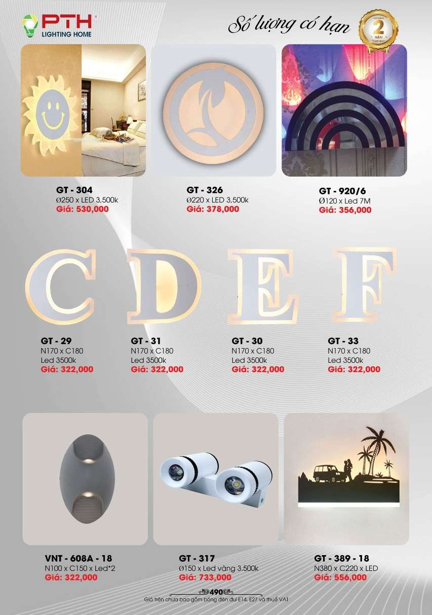 Đèn gắn tường PTH Lighting Home GT - 304, GT - 326, GT - 920/6, GT - 29, GT - 31, GT-30, GT - 33, VNT - 608A - 18, GT - 317, GT - 389 - 18