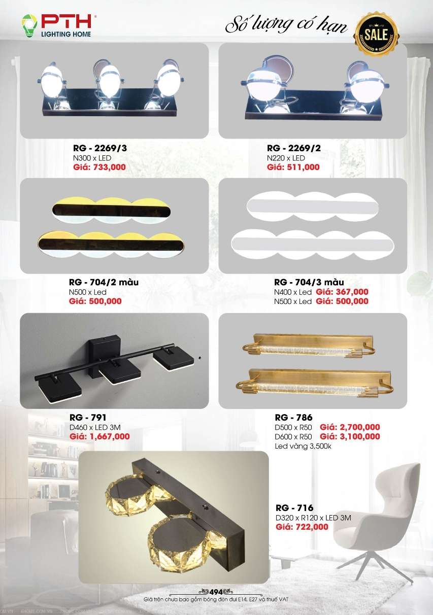 Đèn rọi tranh PTH Lighting Home RG - 2269/3, RG - 2269/2, RG - 704/2, RG - 704/3, RG - 791, RG - 786, RG - 716