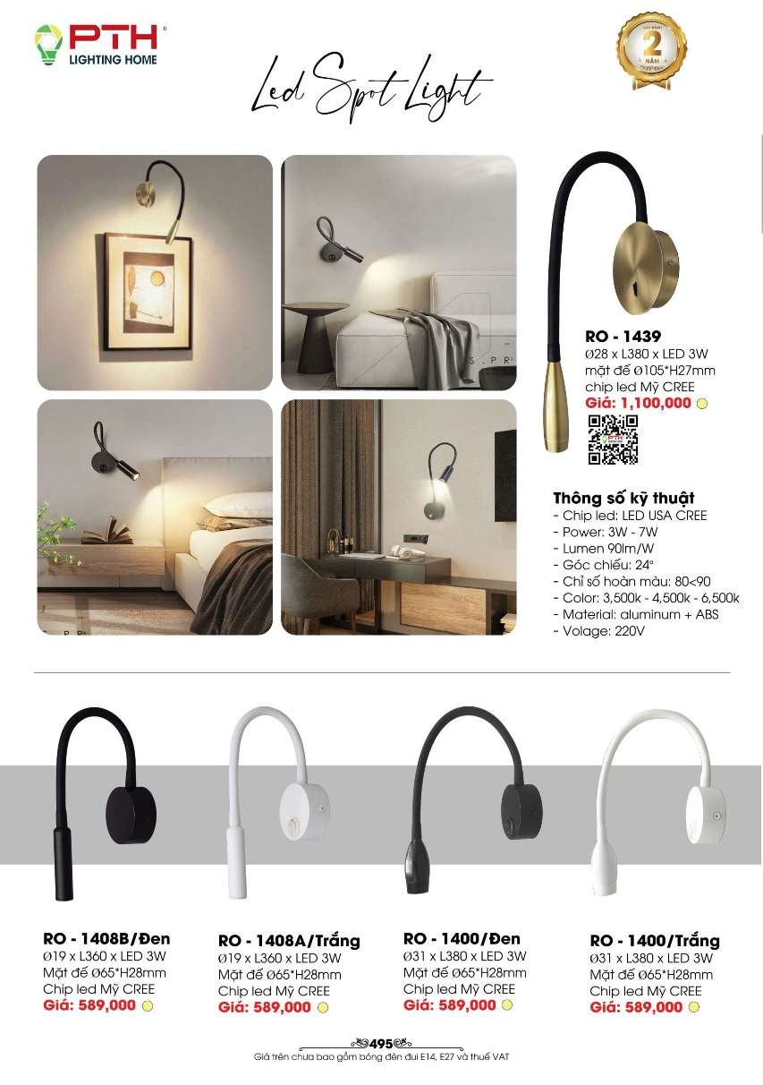 Đèn rọi tranh PTH Lighting Home RO - 1439, RO - 1408B/Đen, RO - 1408A/Trắng, RO - 1400/Đen, RO - 1400/Trắng
