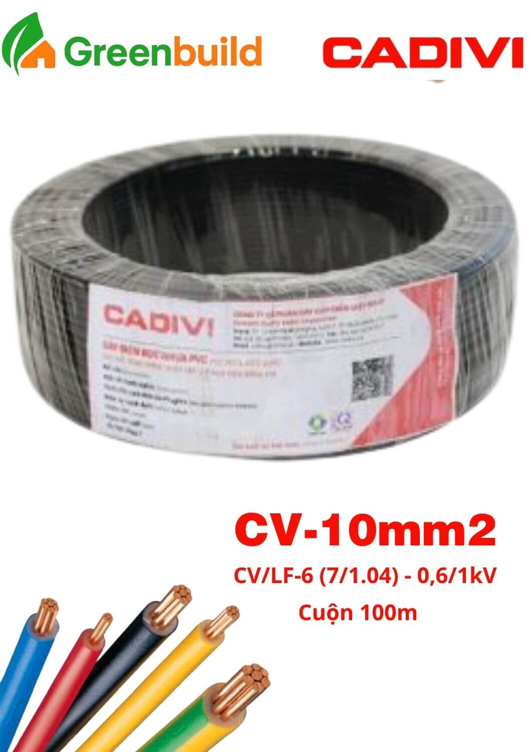 Dây cáp điện Cadivi CV-10 màu đen
