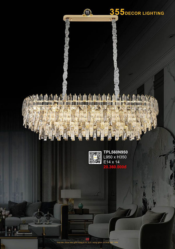 Đèn thả pha lê 355 Decor TPL560N950