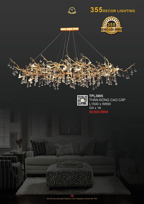 Đèn thả pha lê 355 Decor TPL3005