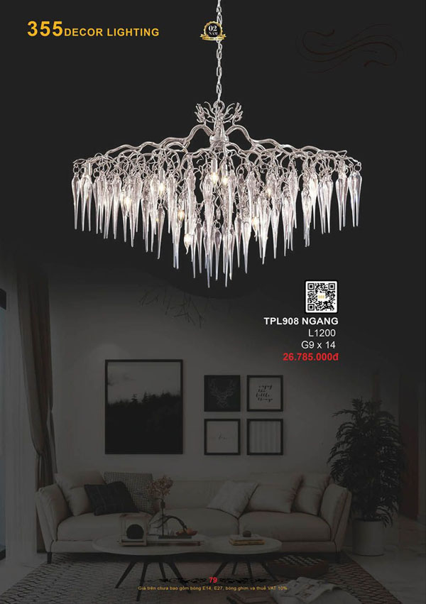 Đèn thả pha lê 355 Decor TPL908 NGANG