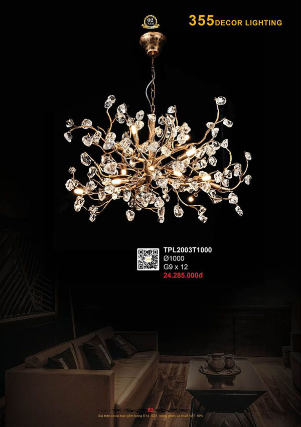 Đèn thả pha lê 355 Decor TPL2003T1000