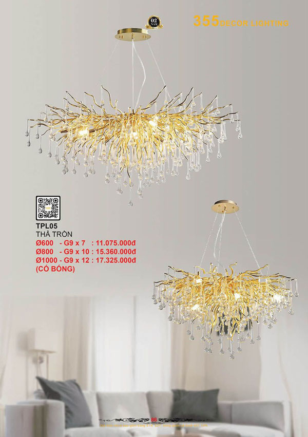 Đèn thả pha lê 355 Decor TPL05