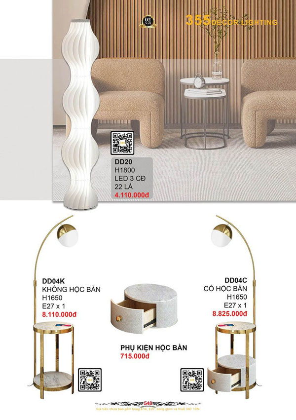 Đèn bàn 355 Decor DD20, DD04K, DD04C