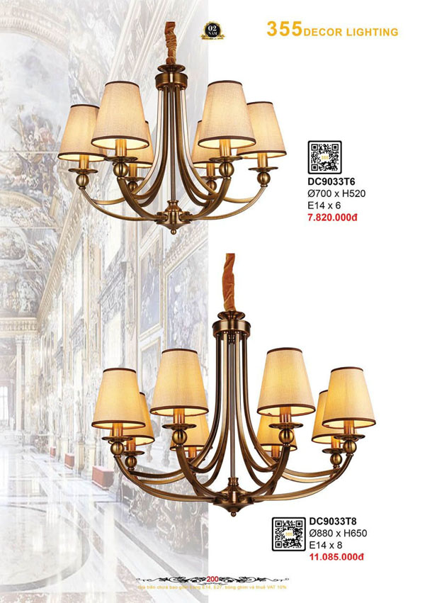 Đèn chùm 355 Decor DC9033T6, DC9033T8