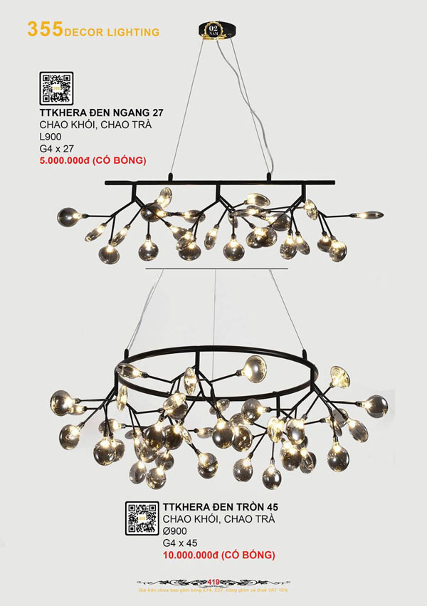 Đèn thả hera 355 Decor TTKHERA ĐEN NGANG 27, TTKHERA ĐEN TRÒN 45
