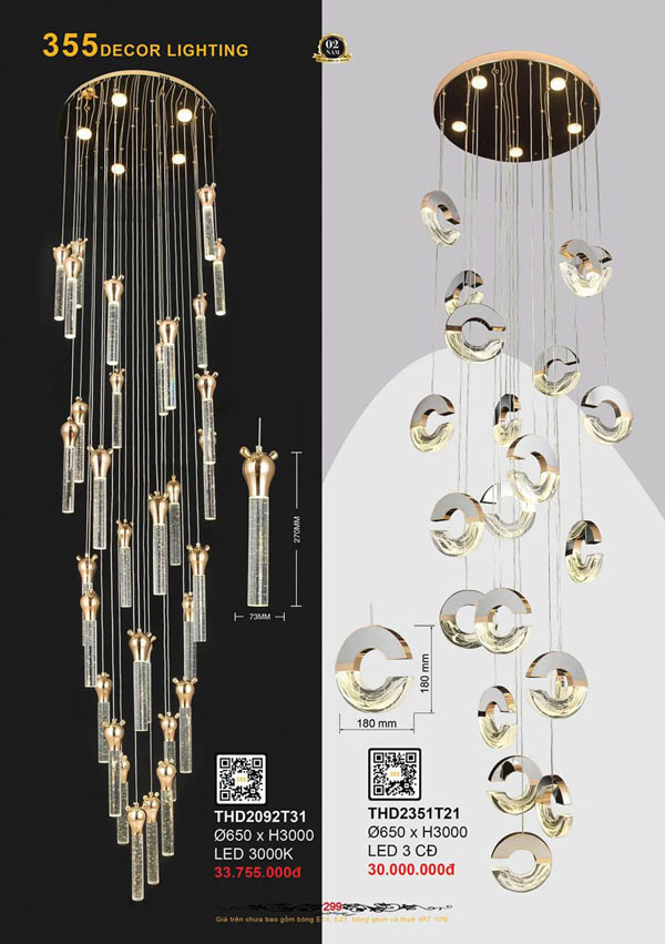 Đèn thả hiện đại 355 Decor THD2351T21, THD2092T31