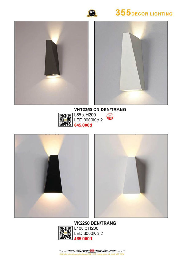 Đèn vách nghệ thuật 355 Decor VK2250, VNT2250