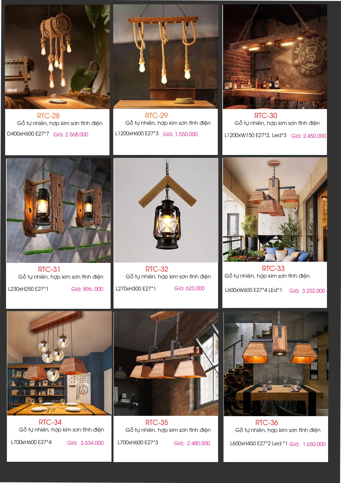 Đèn chùm gỗ tự nhiên RTC-28, RTC-29, RTC-30, RTC-31, RTC-32, RTC-33, RTC-34, RTC-35, RTC-36