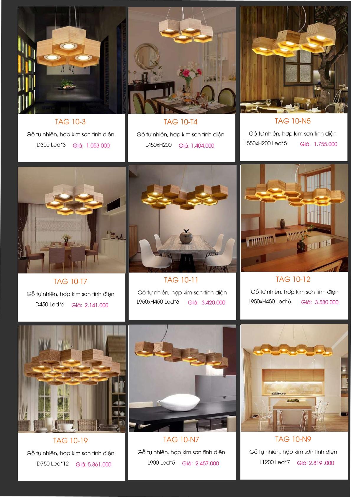 Đèn thả gỗ tự nhiên TAG 10-3, TAG 10-T4, TAG 10-N5, TAG 10-T7, TAG 10-11, TAG 10-12, TAG 10-19, TAG 10-N7, TAG 10-N9