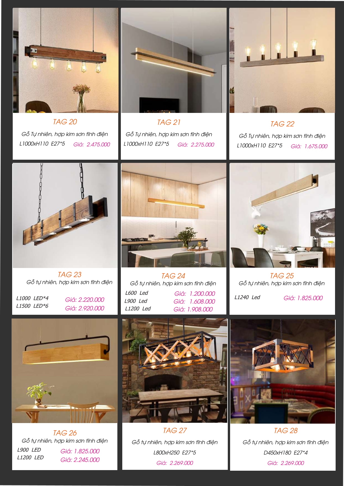 Đèn thả gỗ tự nhiên TAG 20, TAG 21, TAG 22, TAG 23, TAG 24, TAG 25, TAG 26, TAG 27, TAG 28