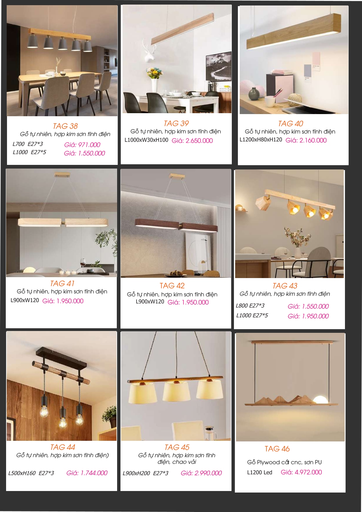 Đèn thả gỗ tự nhiên TAG 38, TAG 39, TAG 40, TAG 41, TAG 42, TAG 43, TAG 44, TAG 45, TAG 46