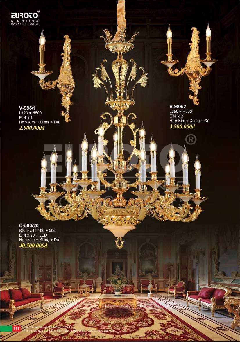 Đèn chùm Euroto C-500/20, V-951/1, V-956/2