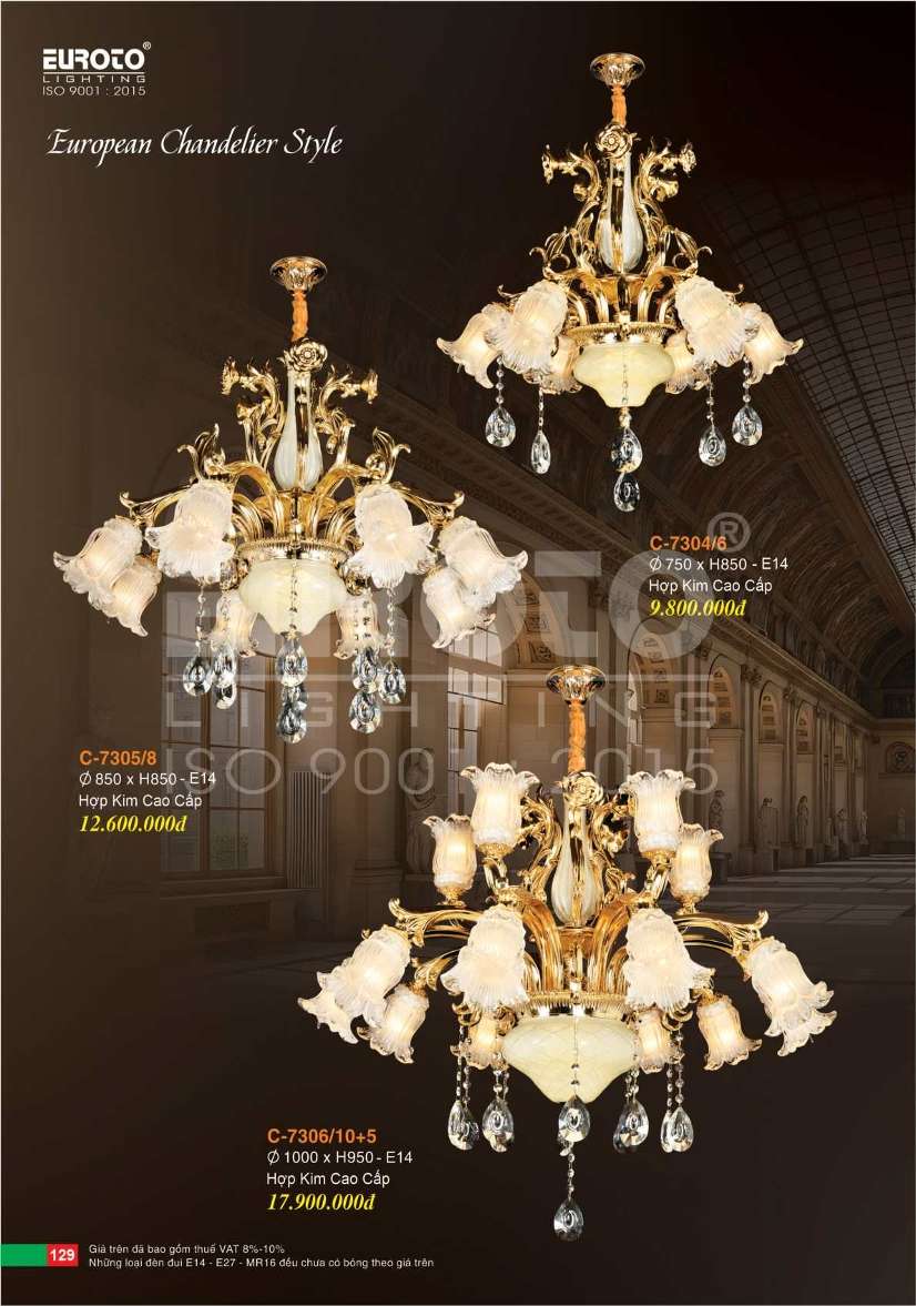 Đèn chùm Euroto C-7304/6. C-7305/8. C-7306/10+5