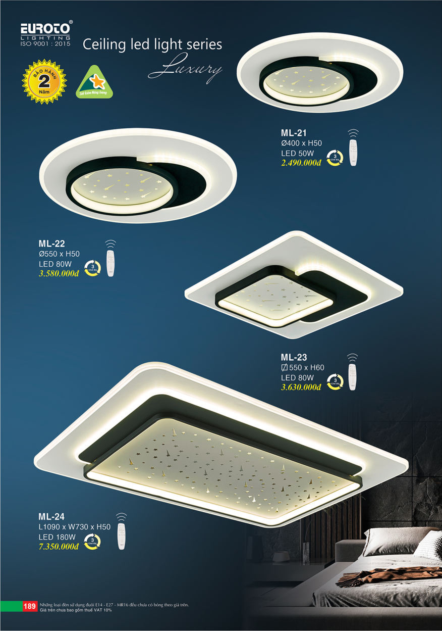 Đèn mâm led Euroto ML-21, ML-22, ML-23, ML-24