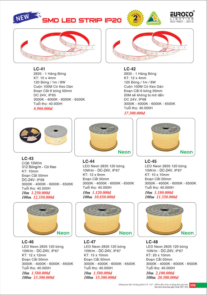 Đèn led SMD STRIP Euroto LC-41, LC-42, LC-43, LC-44, LC-45, LC-46, LC-47, LC-48
