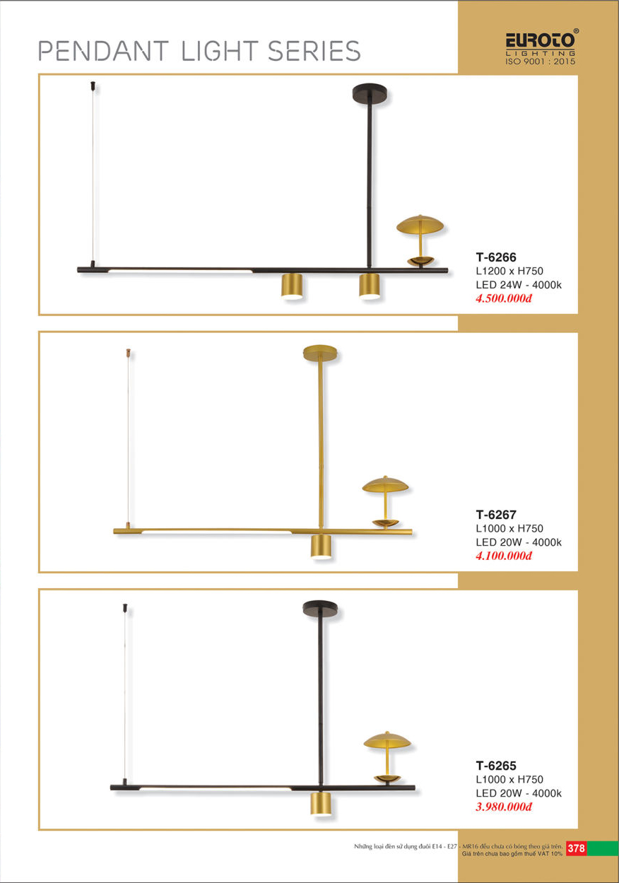 Đèn thả Euroto T-6265, T-6266, T-6267