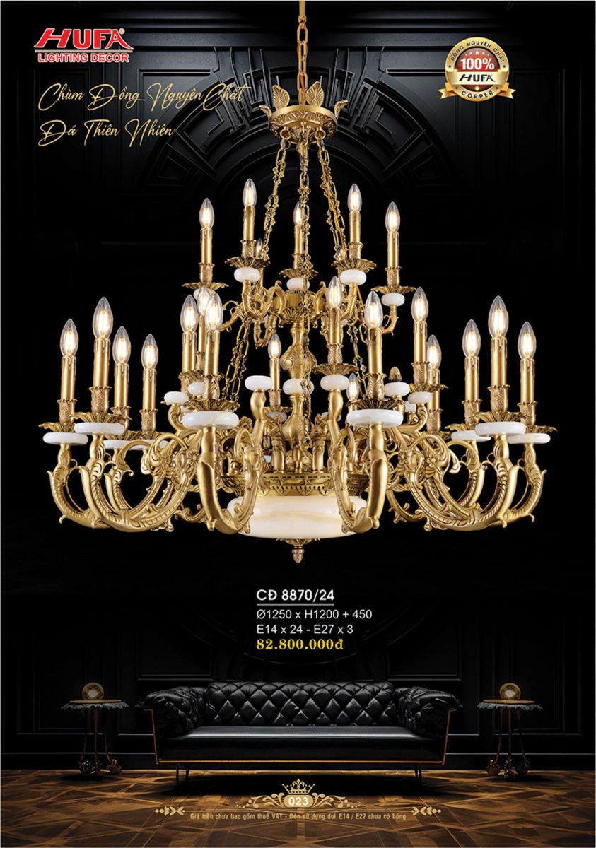Đèn chùm đồng Hufa CĐ 8870/24