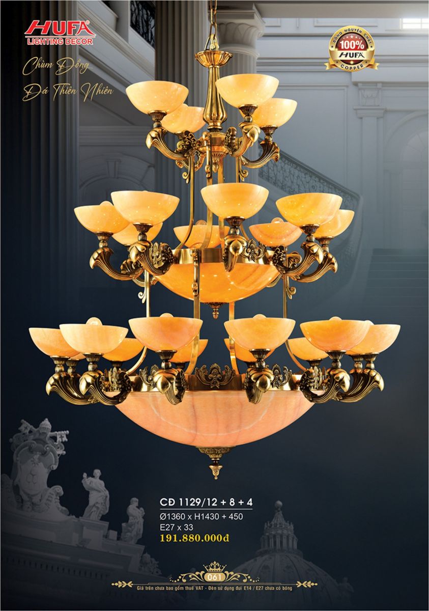 Đèn chùm đồng Hufa CĐ 1129/12+8+4