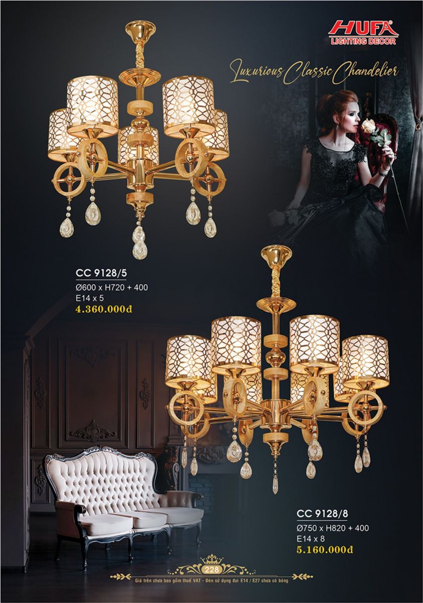 Đèn chùm cổ điển Hufa CC 9128/5, CC 9128/8