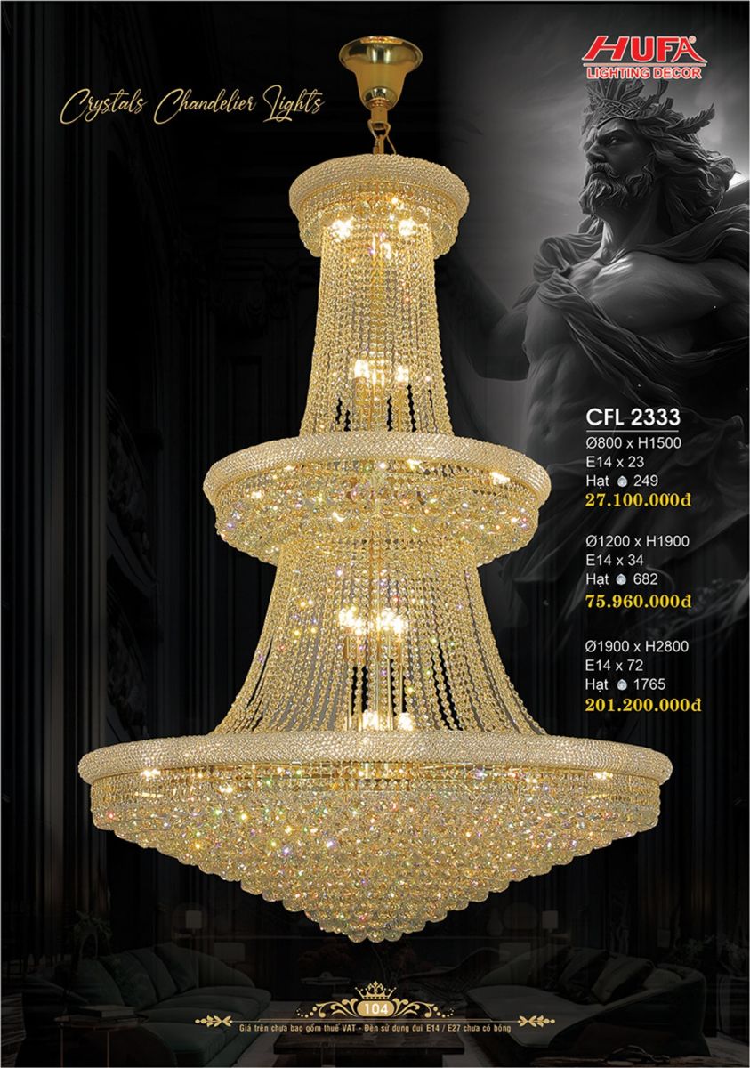 Đèn chùm pha lê thông tầng Hufa CFL 2333