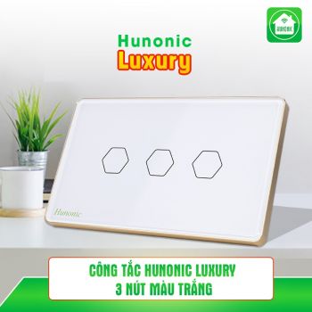 Công tắc Hunonic Luxury 3 nút màu trắng
