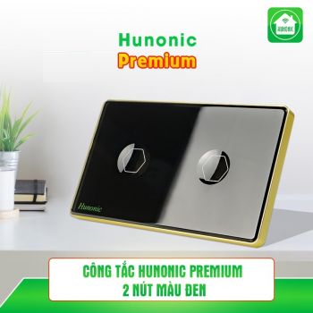 Công tắc Hunonic Premium 2 nút màu đen