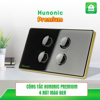 Công tắc Hunonic Premium 4 nút màu đen