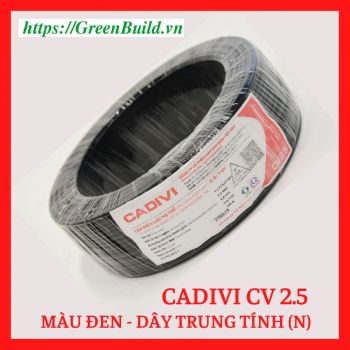 Dây điện CADIVI CV2.5-0,6/1kV (Cu/PVC 1x2.5mm2), cuộn 100m màu đen - dây trung tính
