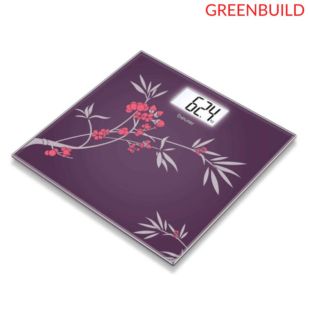 greenbuild - cân sức khỏe điện tử, cân điện tử mặt kính in hình mùa xuân Beurer GS207