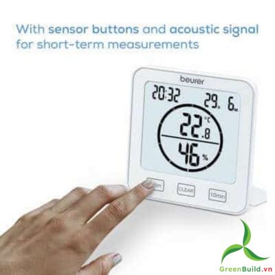 Nhiệt ẩm kế Beurer HM22, đồng hồ đo nhiệt độ, đo độ ẩm chính xác cao, màn hình LED rõ nét