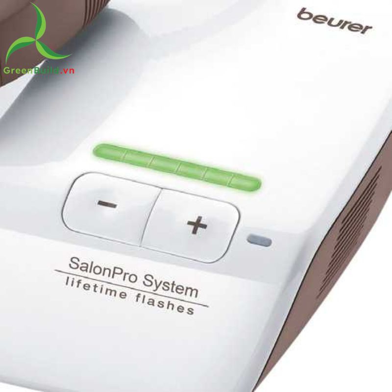 Greenbuild - Máy triệt lông Beurer IPL10000 sử dụng công nghệ triệt lông bằng xung ánh sáng được phát ra truyền qua da nhằm vào các sắc tố trên nang lông một cách có chọn lọc