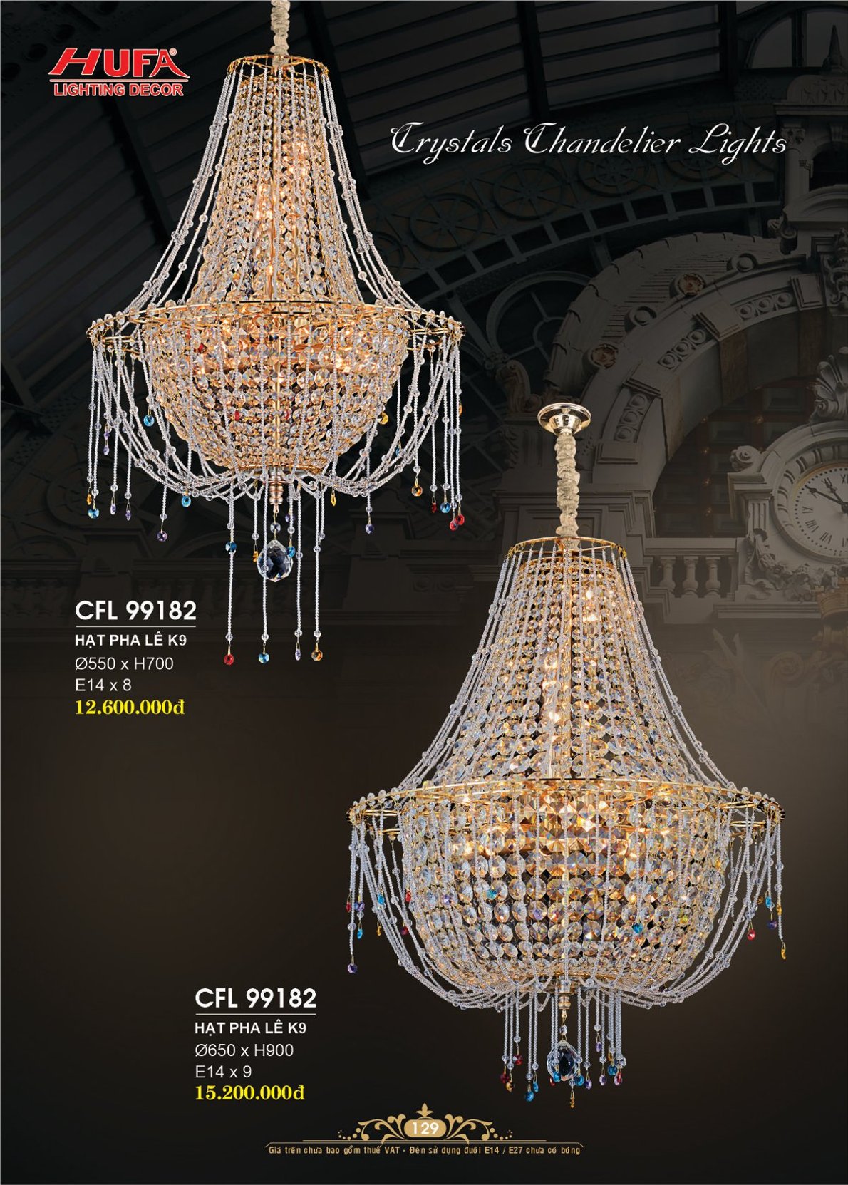 Đèn chùm pha lê, đèn trang trí Hufa CFL 1971 cao cấp giá rẻ bảo hành lâu dài, hỗ trợ lắp đặt, giao hàng toàn quốc. Đèn pha lê Hufa được bảo trì trọn đời