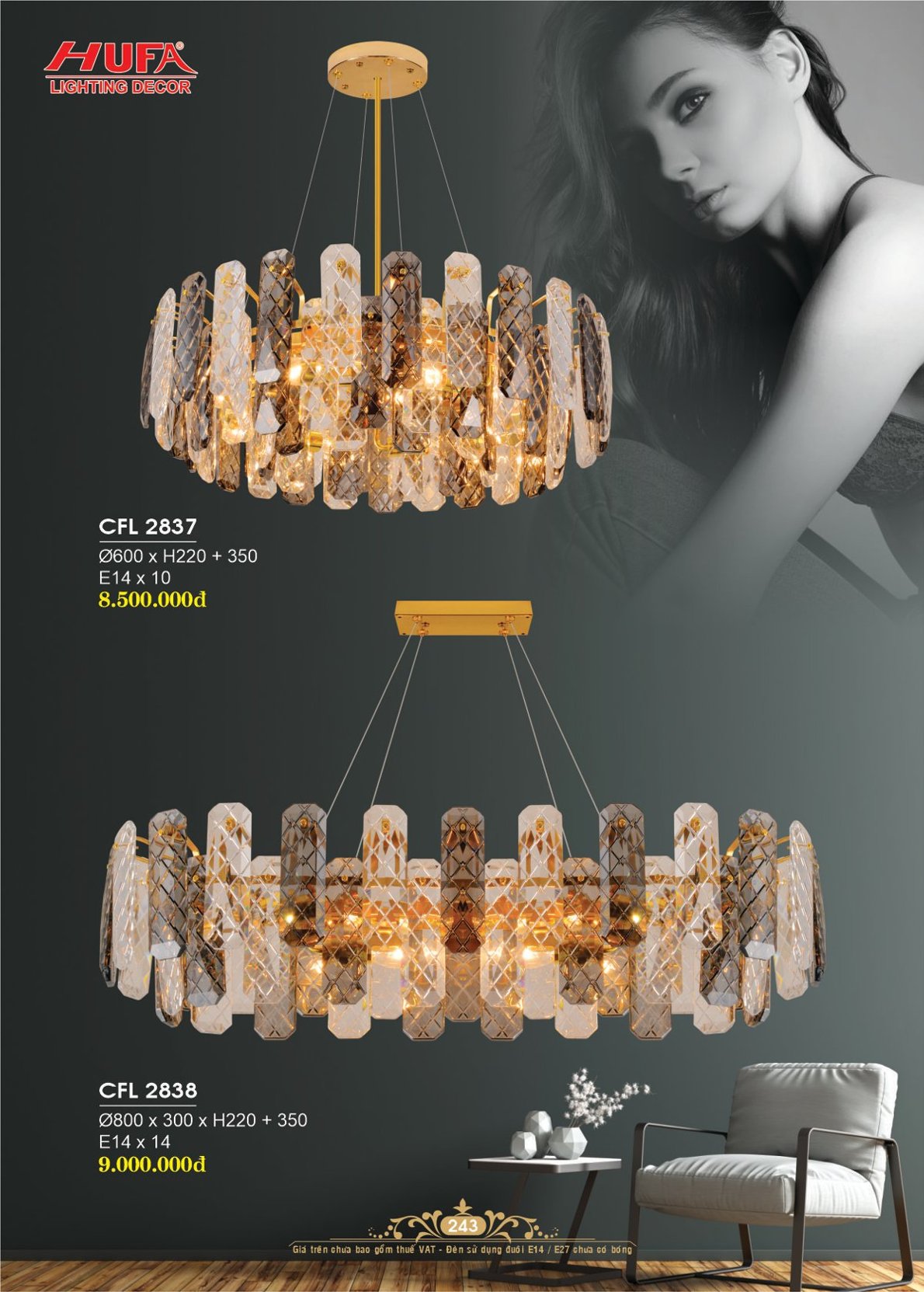 Đèn chùm pha lê, đèn trang trí Hufa CFL 1971 cao cấp giá rẻ bảo hành lâu dài, hỗ trợ lắp đặt, giao hàng toàn quốc. Đèn pha lê Hufa được bảo trì trọn đời