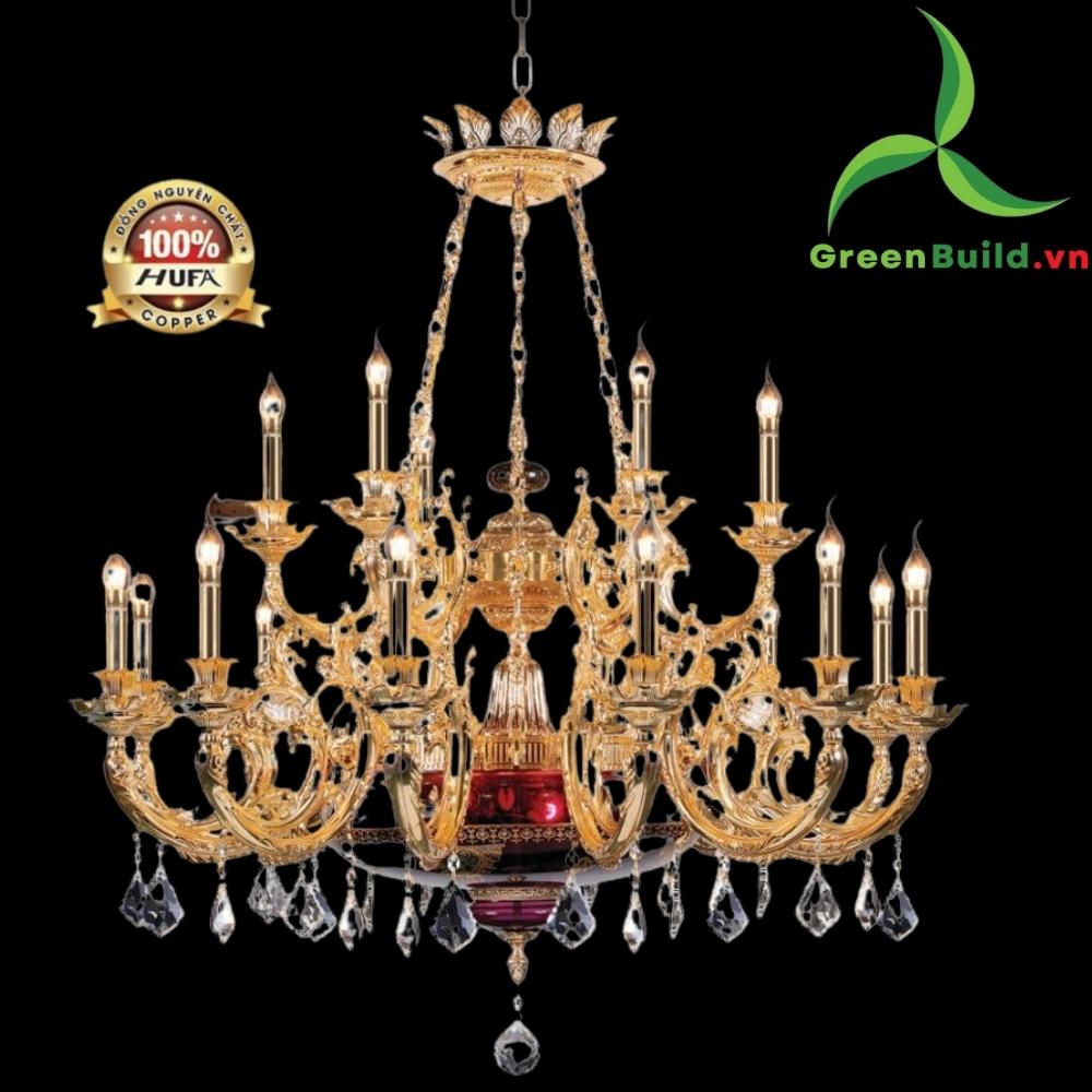 Greenbuild.vn - Đèn chùm đồng nguyên chất CĐ 1277/12+6, đèn trang trí Hufa cao cấp, chính hãng, giá rẻ, hỗ trợ lắp đặt, bảo hành lâu dài, bảo trì trọn đời, giao hàng toàn quốc.