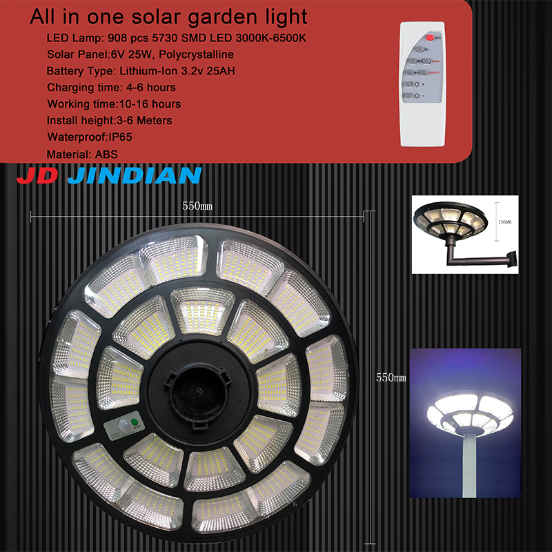 GreenBuild - Đèn pha sân vườn năng lượng mặt trời Jindian UFO1000 (1000W)